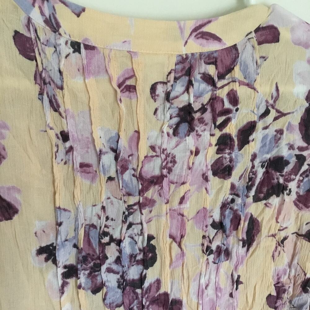J. Jill Womens Pintucked Bell Sleeve Floral Blouse Purple Peach 3/4 Sleeve Sz S - Picture 7 of 7